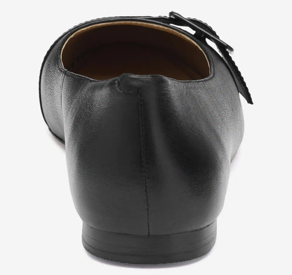 Claire Belted Flat - Black Glove Leather/Patent