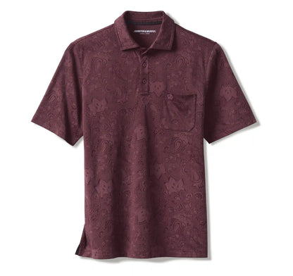 Evans Jacquard Polo - Burgundy Paisley