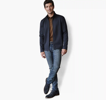 Textured Solid Full Zip - Navy