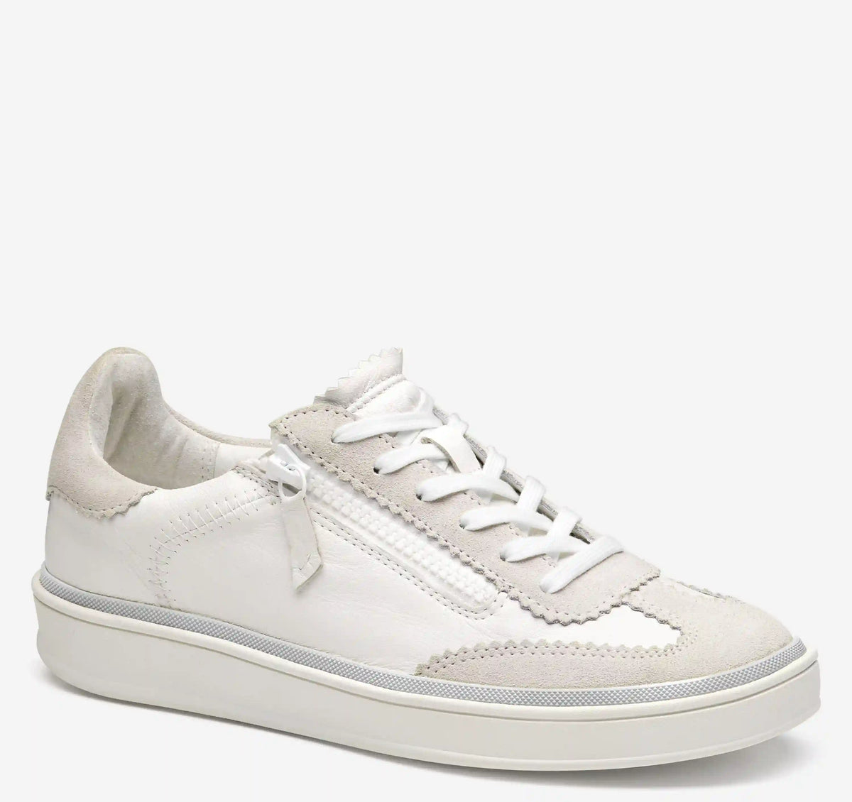 Ashley Side-Zip Lace-Up - White Suede/Glove Leather
