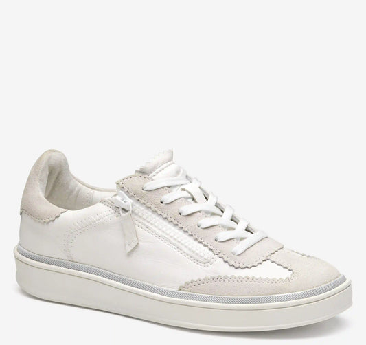 Ashley Side-Zip Lace-Up - White Suede/Glove Leather