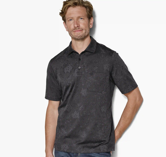 Evans Jacquard Polo - Black Paisley