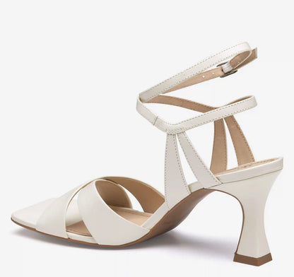 Christine Cross-Band Sandal - White Glove Leather