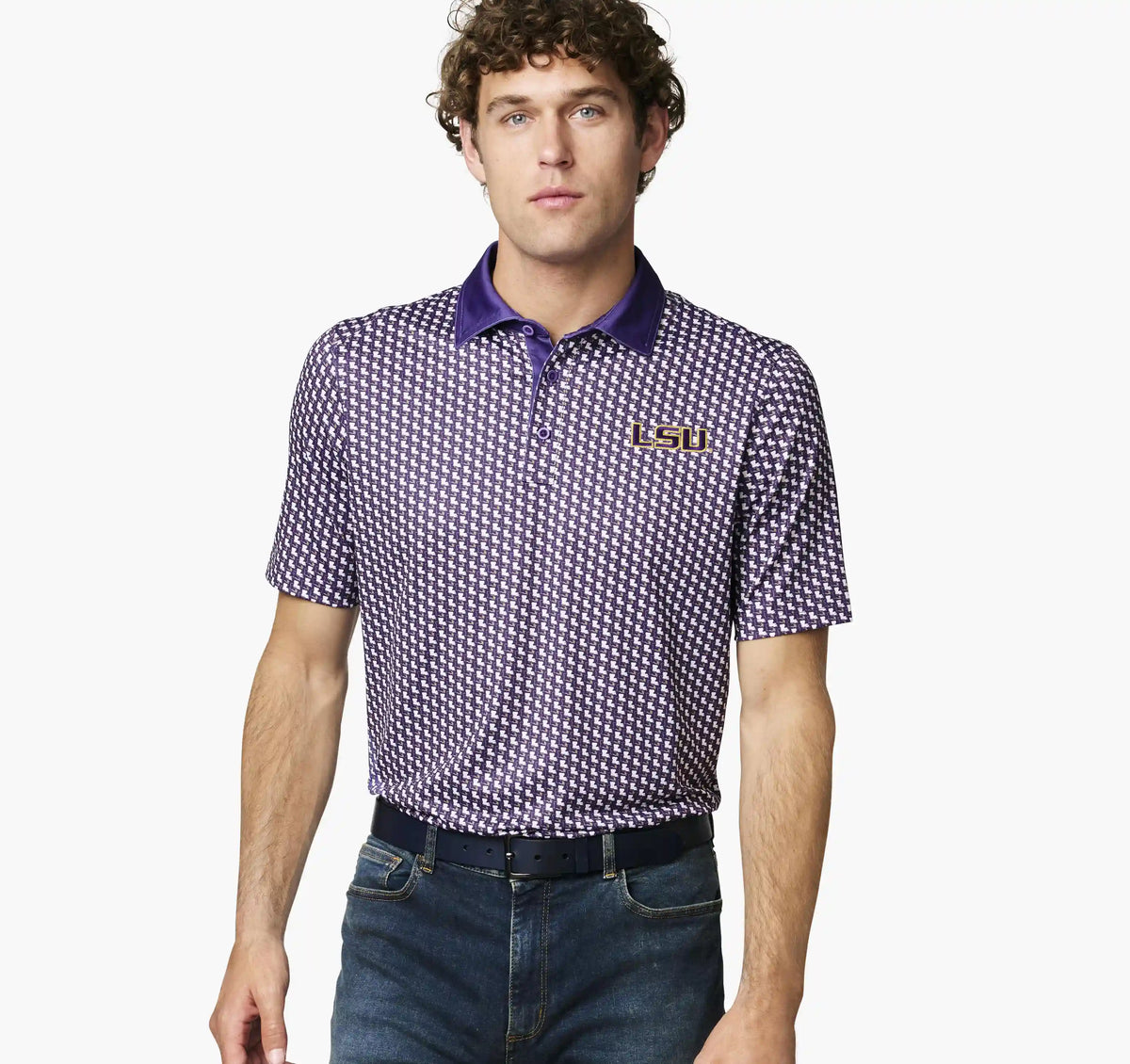 Collegiate XC+™ State Print Polo - LSU - Purple
