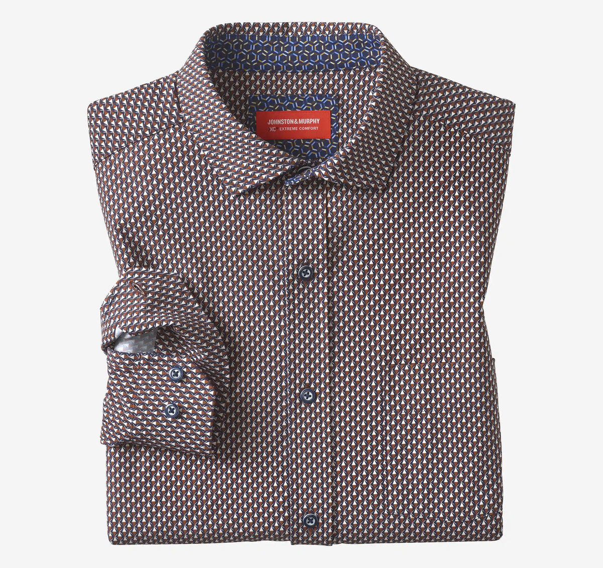 XC+™ Motion Long-Sleeve Print Knit Shirt - Rust/Navy Stacked Triangle