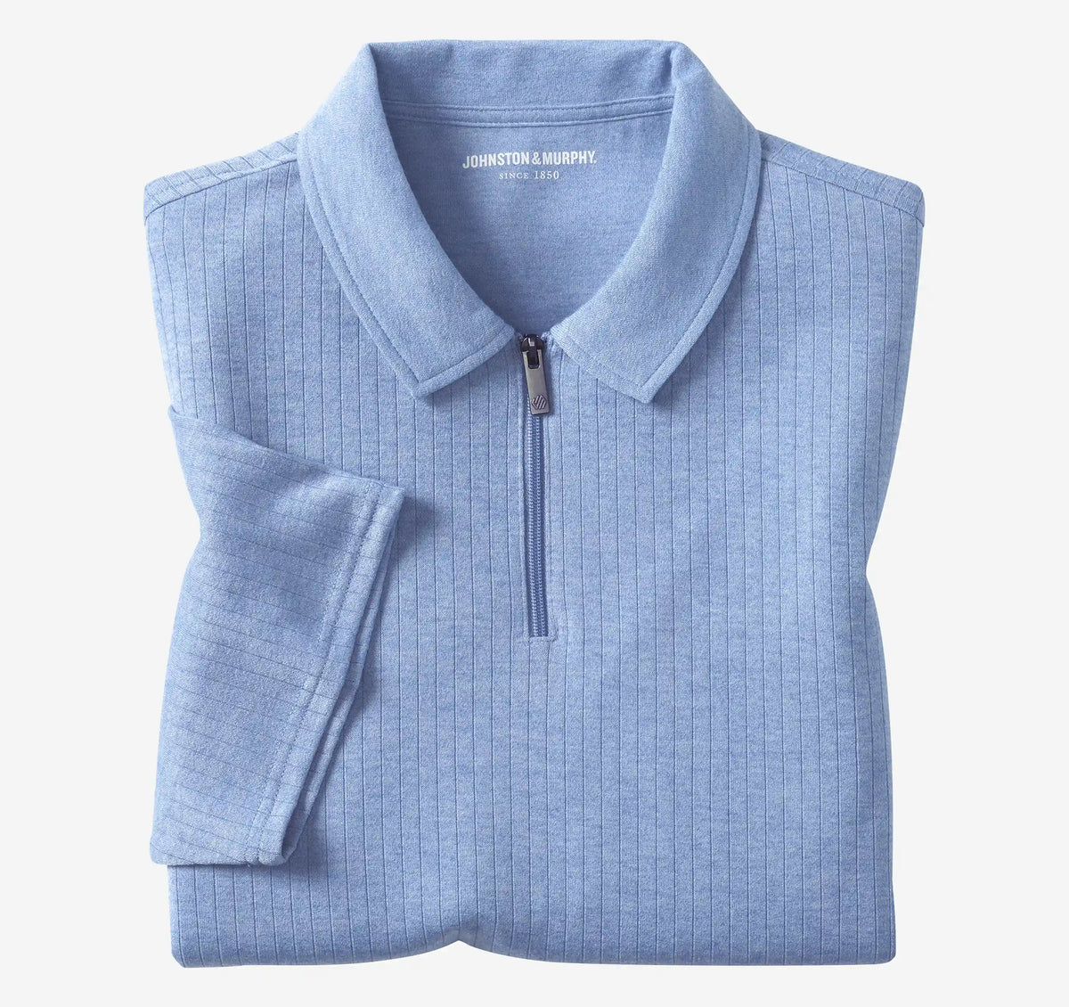 Finn Ribbed Zip Polo - Blue