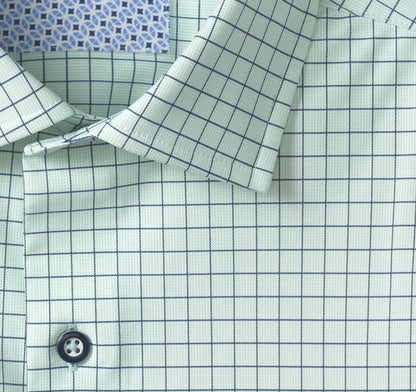 XC+™ Motion Long-Sleeve Dress Knit Shirt - Green Windowpane
