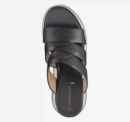 Colleen Triple-Band Slide - Black Nappa Leather