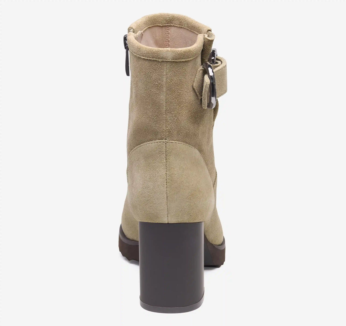 Izzie Buckle Bootie - Taupe Waterproof Suede