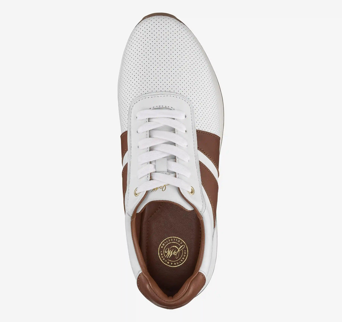 Morgan U-Throat Jogger - White Full-Grain Leather/Tan Full-Grain Leather