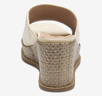 Mallory Slide Wedge - Bone Nappa Leather