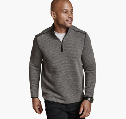 Reversible Channel-Quilted Quarter-Zip - Gray Heather/Black
