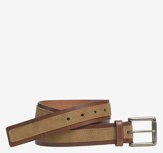 Suede Overlay Belt - Brown Leather/Camel Suede