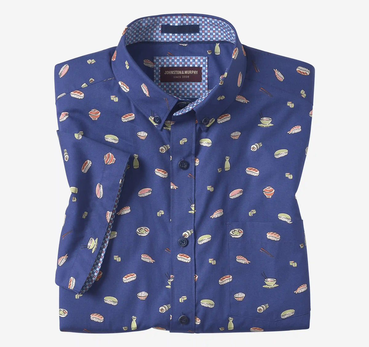Printed Cotton Short-Sleeve Shirt - Navy Sushi