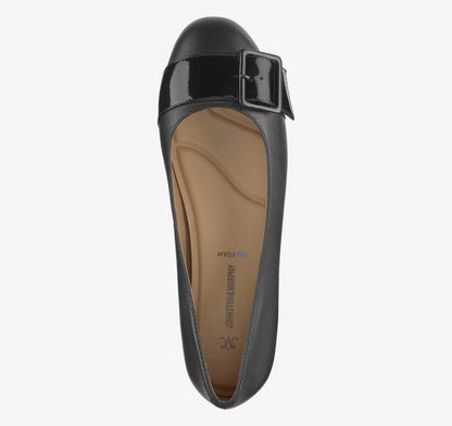 Claire Belted Flat - Black Glove Leather/Patent