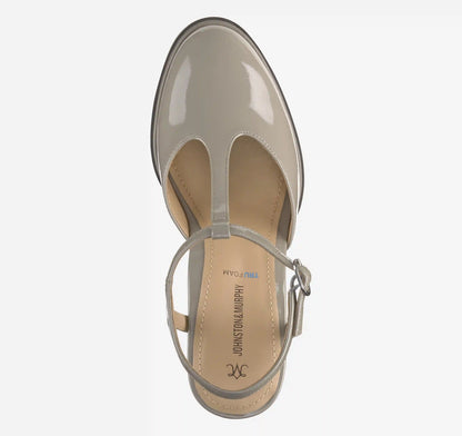Amy T-Strap Pump - Taupe Patent Leather