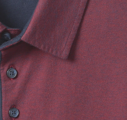 Fine-Stripe Polo - Burgundy