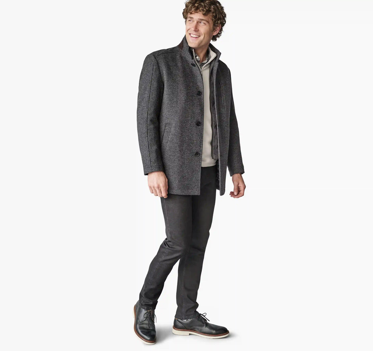 Upton Car Coat - Charcoal Mini Check