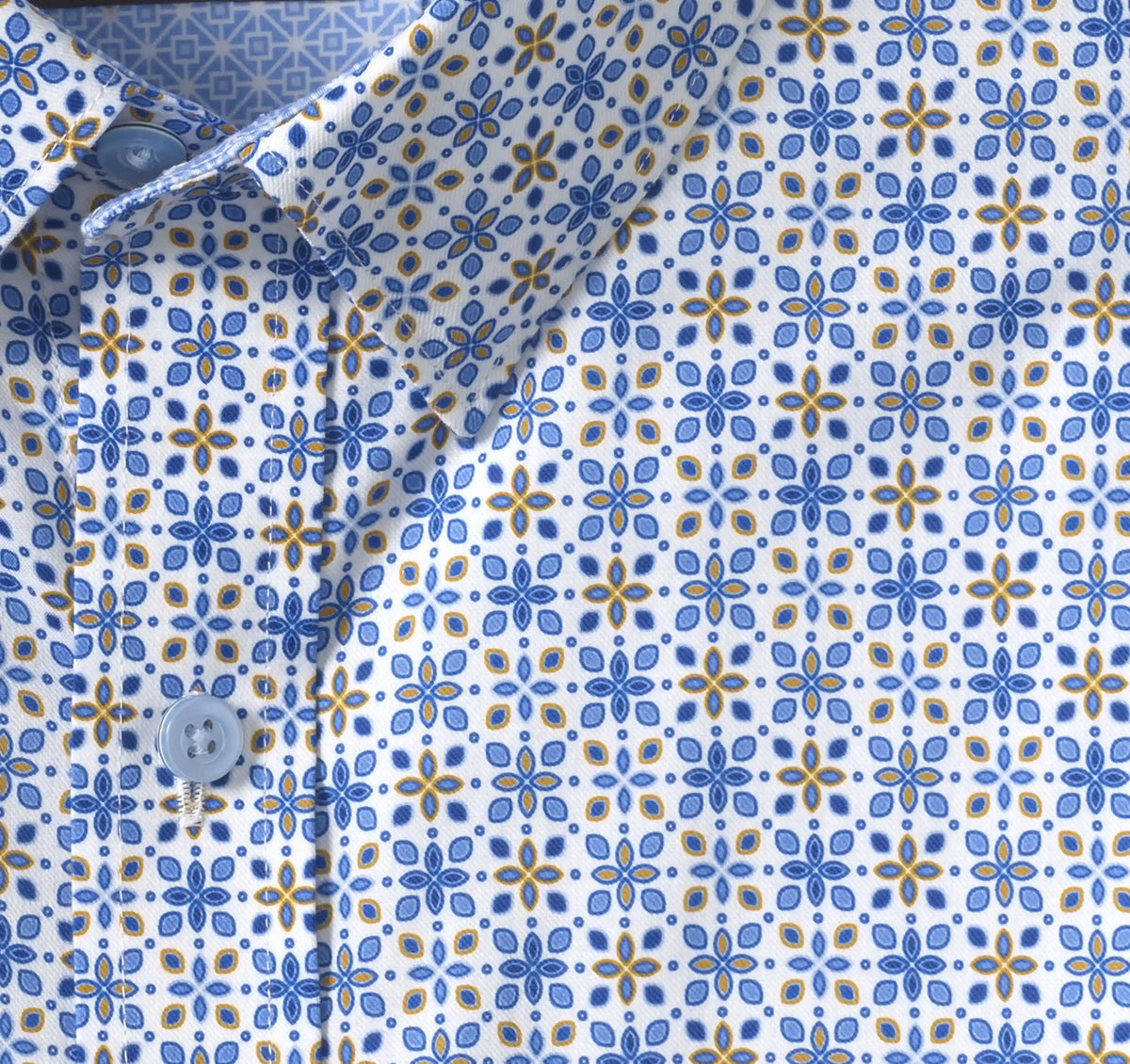 Logan Printed Short-Sleeve Shirt - Blue/Orange Geo Floral