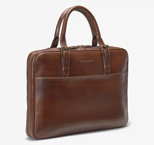 Whitmore Hand-Painted Briefcase - Brown