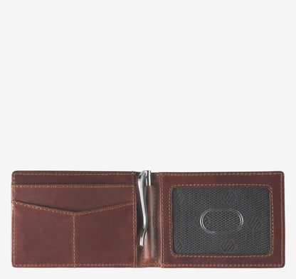 Grant Bifold Money-Clip Wallet - Mahogany Full-Grain Leather