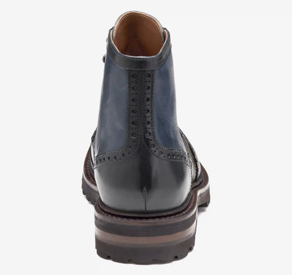 Dudley Lug Wingtip Boot - Navy Multi Hand-Stained Calfskin