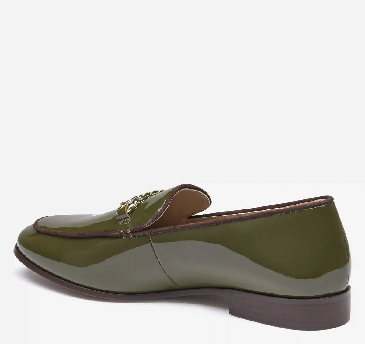Ali Chain Loafer - Olive Patent Leather