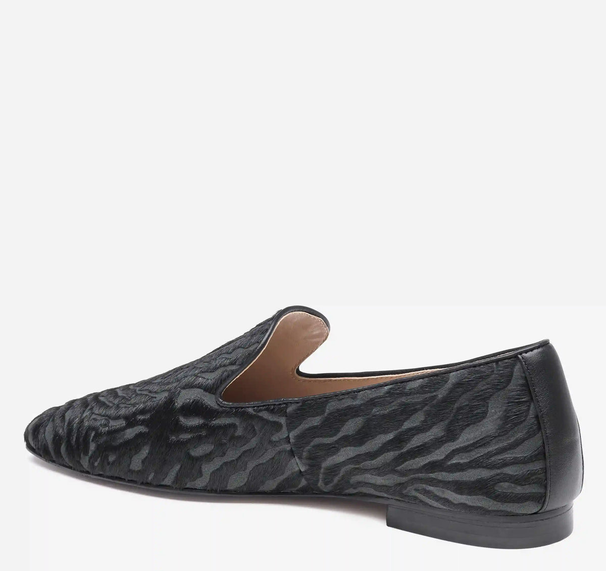 Isabel Venetian Loafer - Black Zebra-Patterned Haircalf