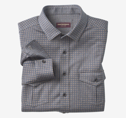 Eason Knit Shirt - Blue/Brown Windowpane