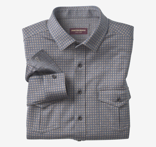 Eason Knit Shirt - Blue/Brown Windowpane
