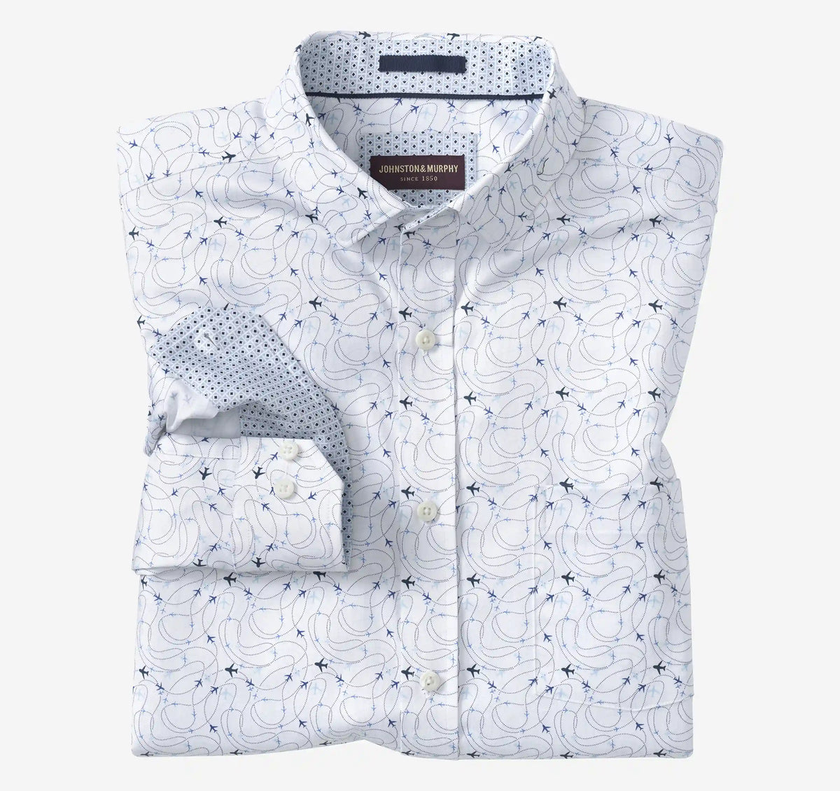 Printed Cotton Shirt - White Airplane