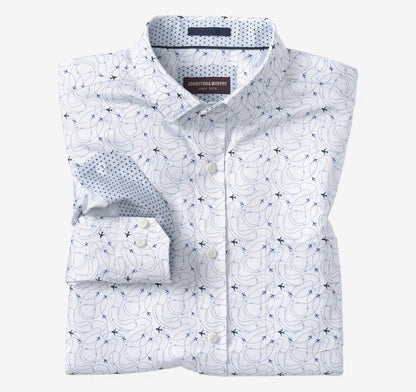 Printed Cotton Shirt - White Airplane