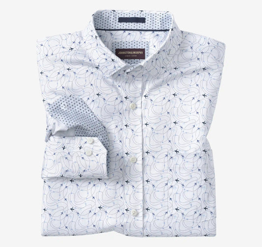 Printed Cotton Shirt - White Airplane