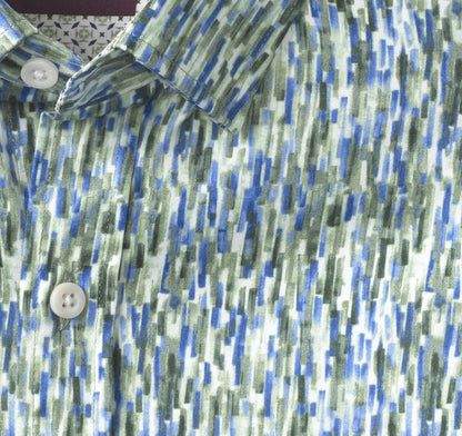Logan Printed Long-Sleeve Shirt - Green/Blue Brush Stroke