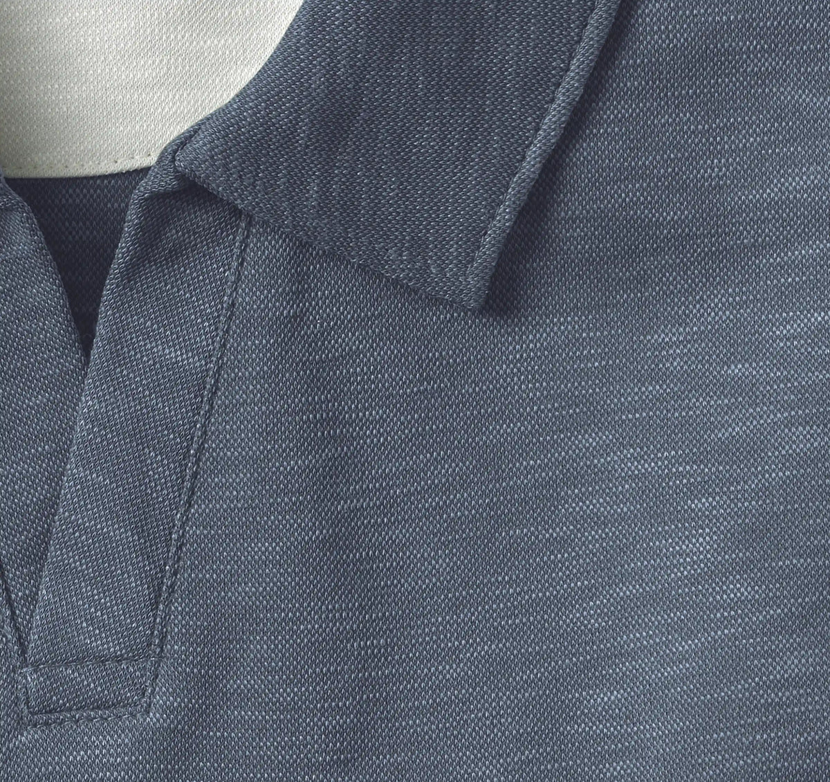 Vintage Slub V-Neck Polo - Navy