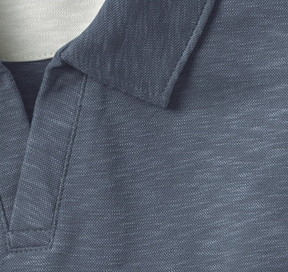 Vintage Slub V-Neck Polo - Navy