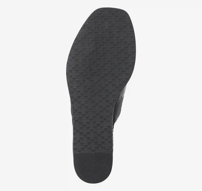 Mallory Slide Wedge - Black Nappa Leather