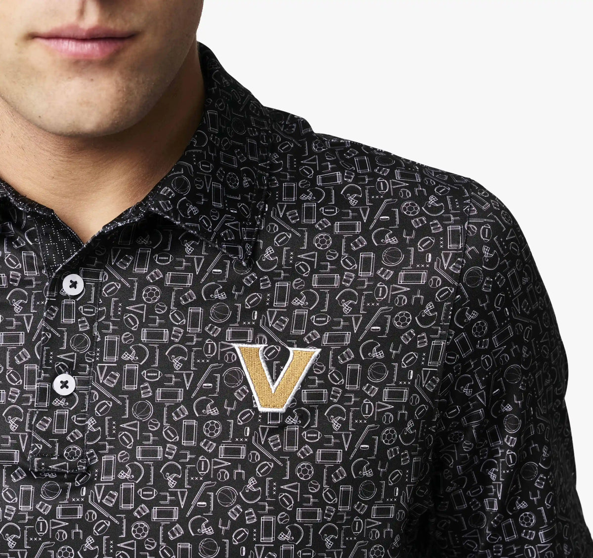 Collegiate XC+­™ Multi Sport Print Polo - Vanderbilt University - Black