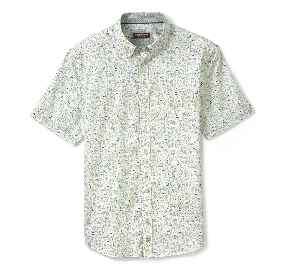 Logan Printed Short-Sleeve Shirt - White/Sage Tee Time