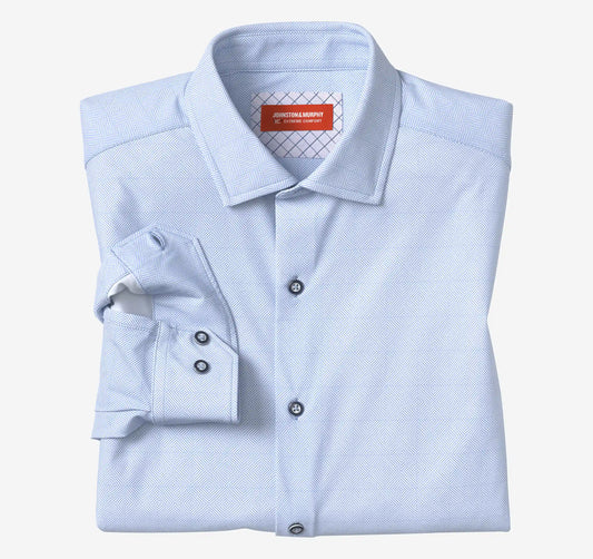 XC+™ Motion Long-Sleeve Dress Knit Shirt - Blue Diamond Grid
