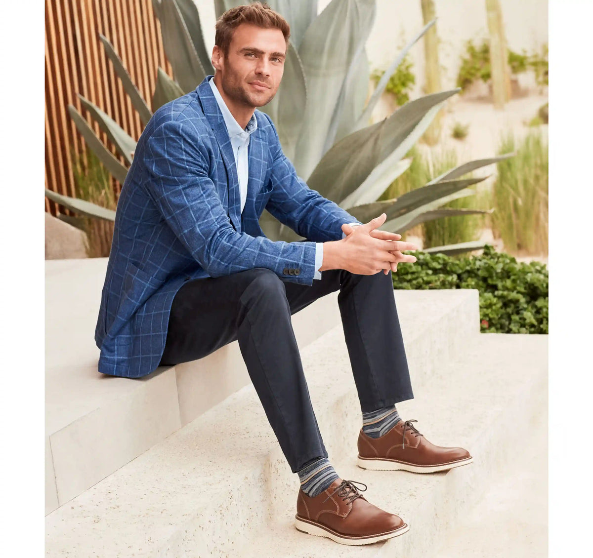 XC Flex® Pinnacle Knit Blazer - Blue Plaid