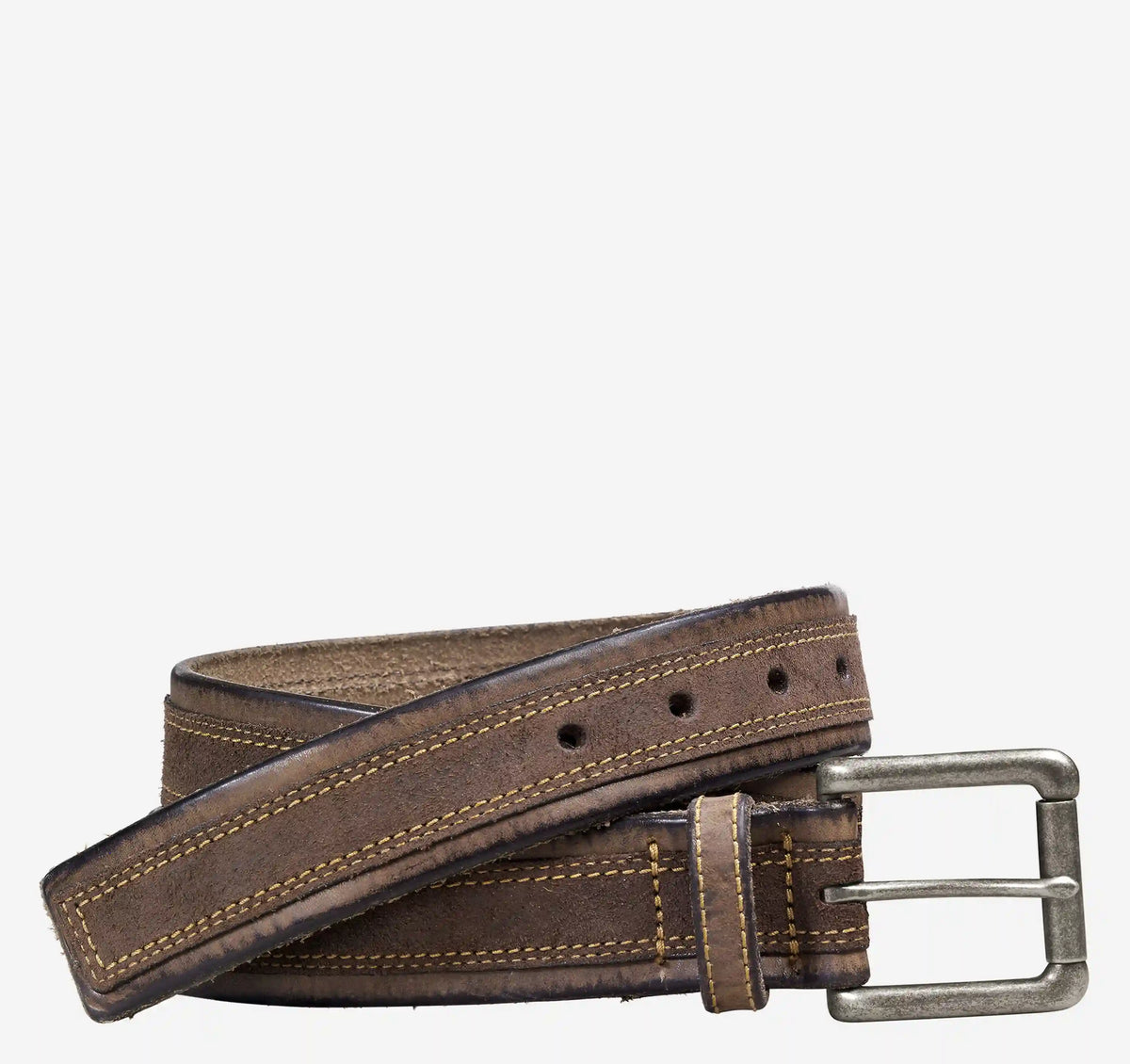 Suede Overlay Belt - Brown Leather/Brown Suede
