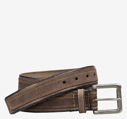 Suede Overlay Belt - Brown Leather/Brown Suede