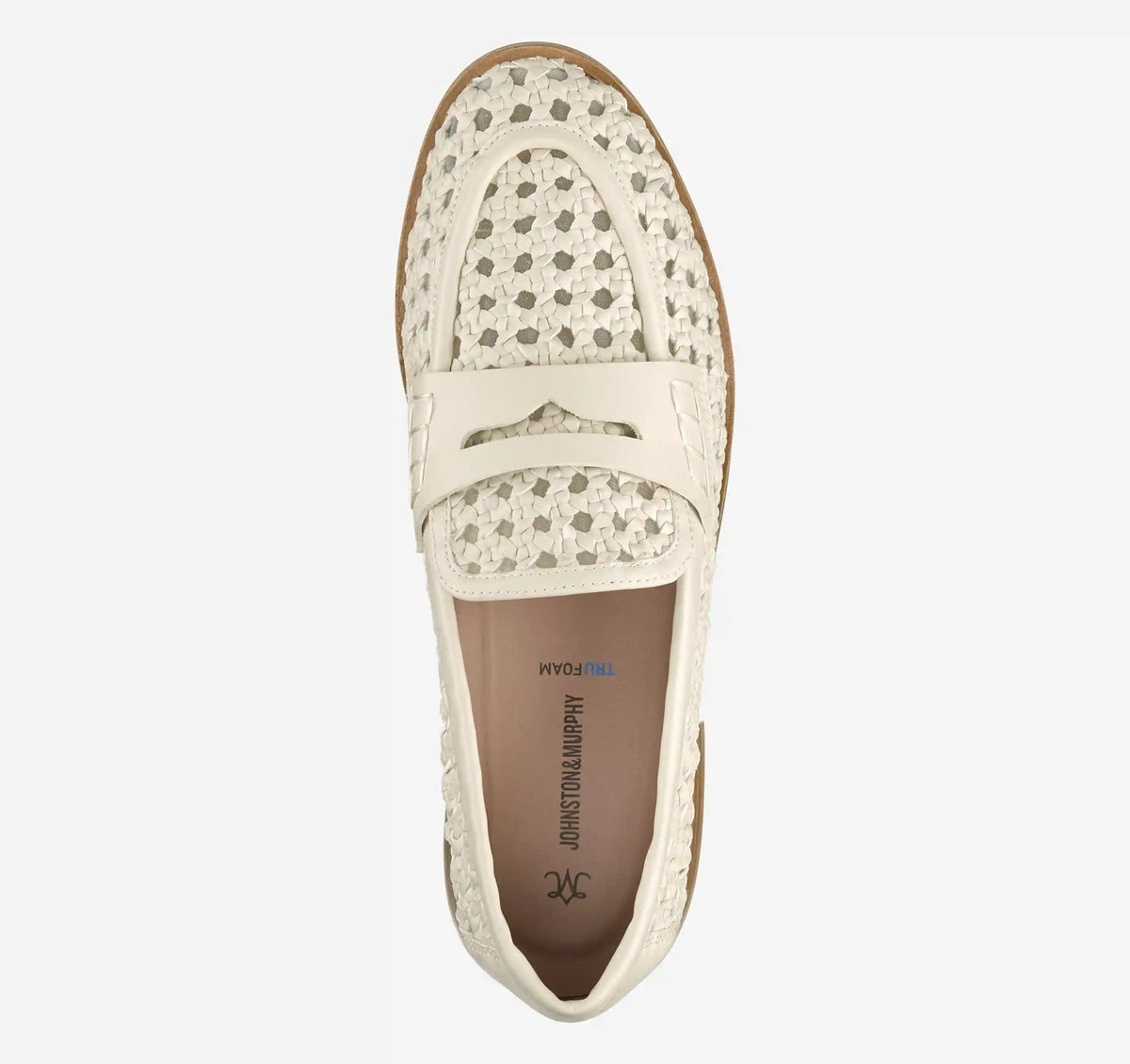Gillian Woven Penny Loafer - Bone Faux Leather