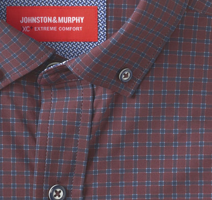 XC+™ Motion Long-Sleeve Sport Knit Shirt - Burgundy Two-Tone Windowpane