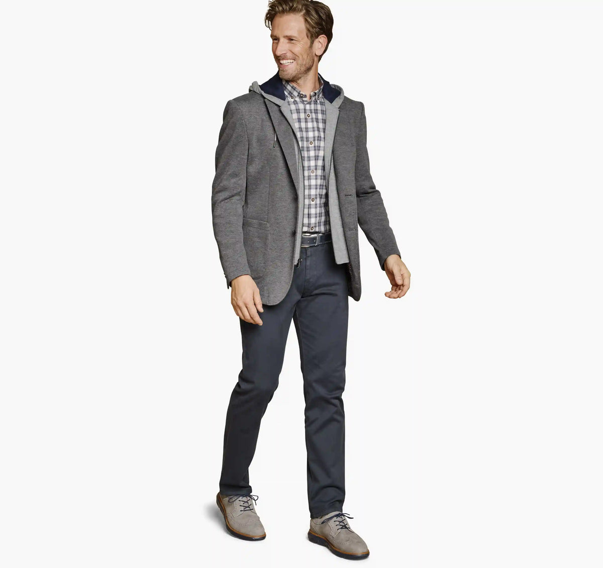 XC Flex® Knit Blazer with Removable Hooded Bib - Gray