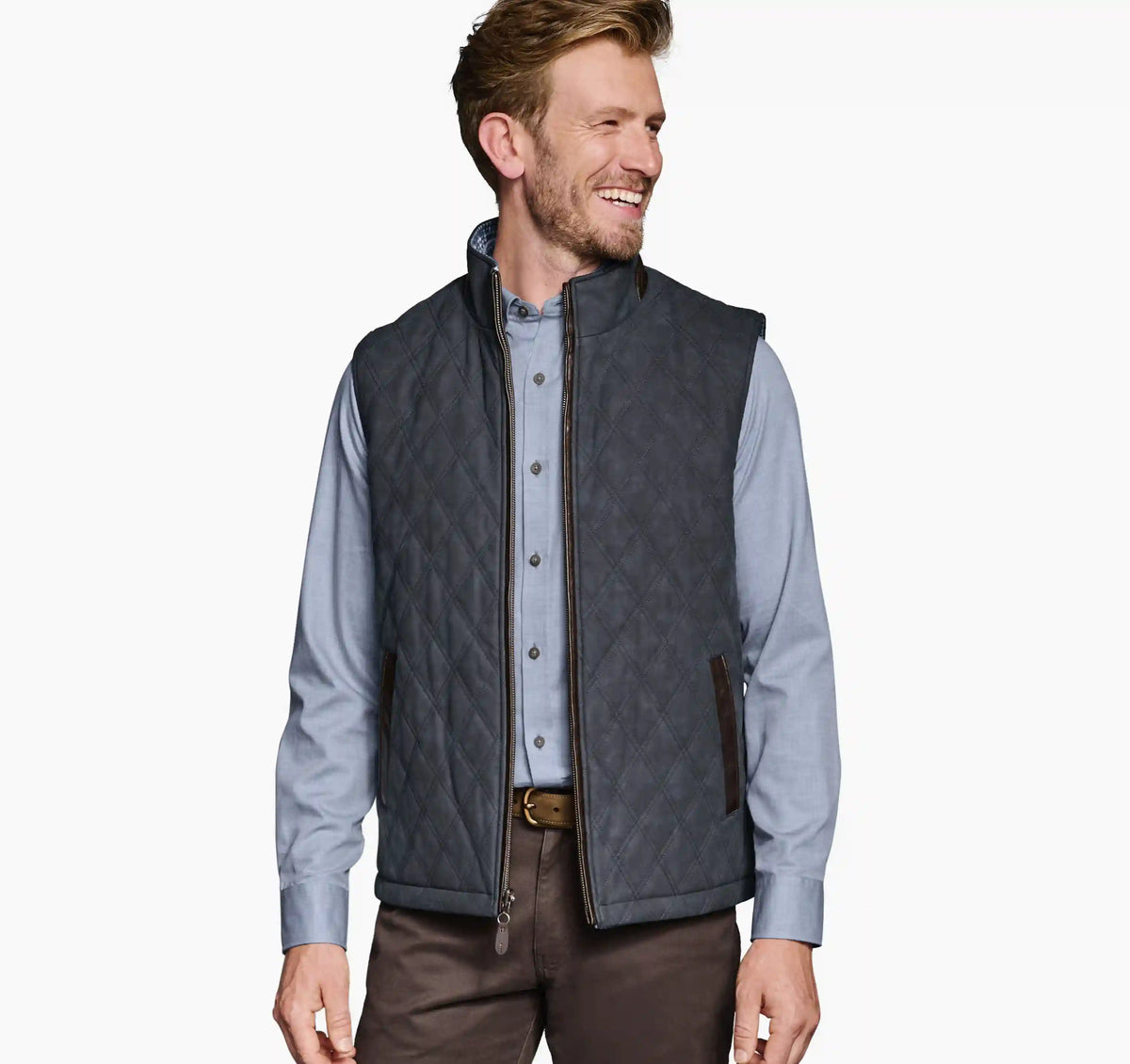 Upton Reversible Vest - Blue Plaid/Navy
