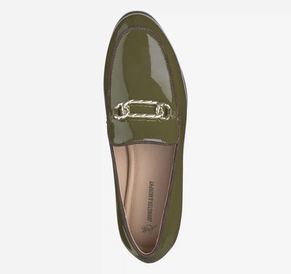 Ali Chain Loafer - Olive Patent Leather