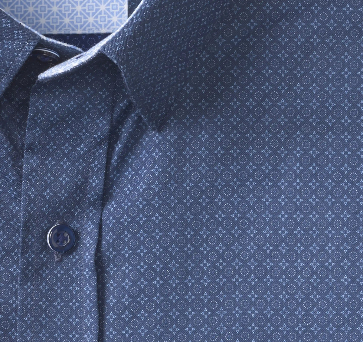 Logan Printed Short-Sleeve Shirt - Navy Mini Circle