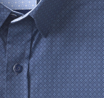 Logan Printed Short-Sleeve Shirt - Navy Mini Circle
